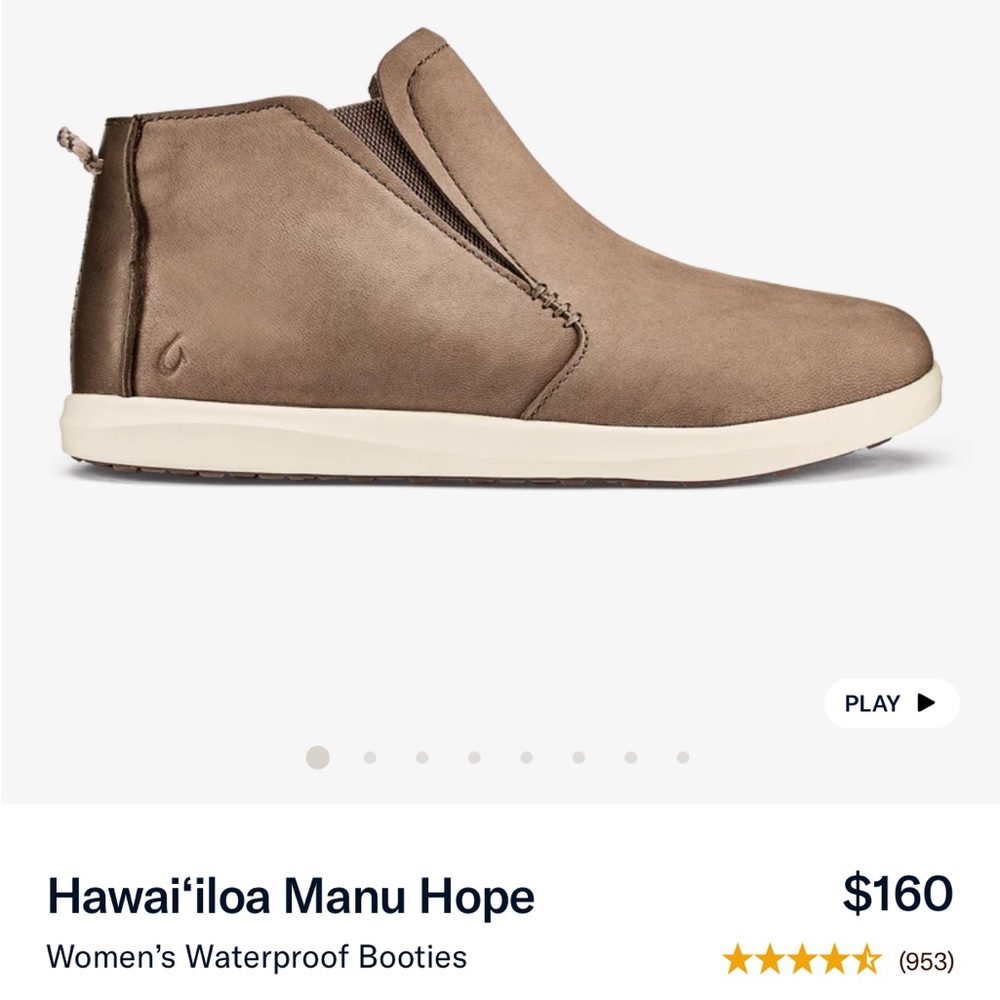 Brown waterproof Olukai booties 8.5